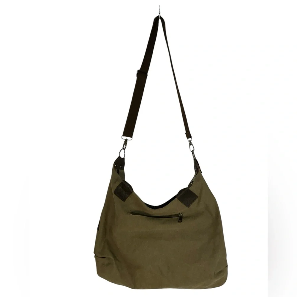 K2 Classic Fashion Tan Canvas Brown Faux Leather Accents Crossbody Messenger Bag
